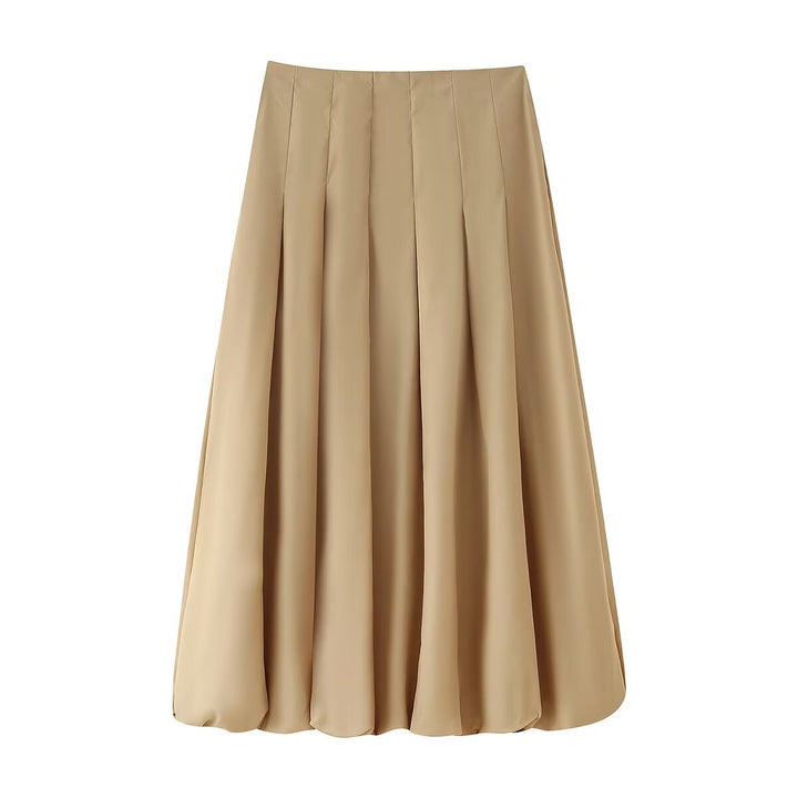 Damen nan plissierter Maxirock mit hoher Taille, kastigen Falten und fließender Silhouette Echo Archiv