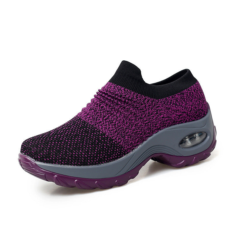 Damen Slip-On Strick-Sneaker mit sockenähnlichem Schaft und Luftkissen-Plateausohle – Névara
