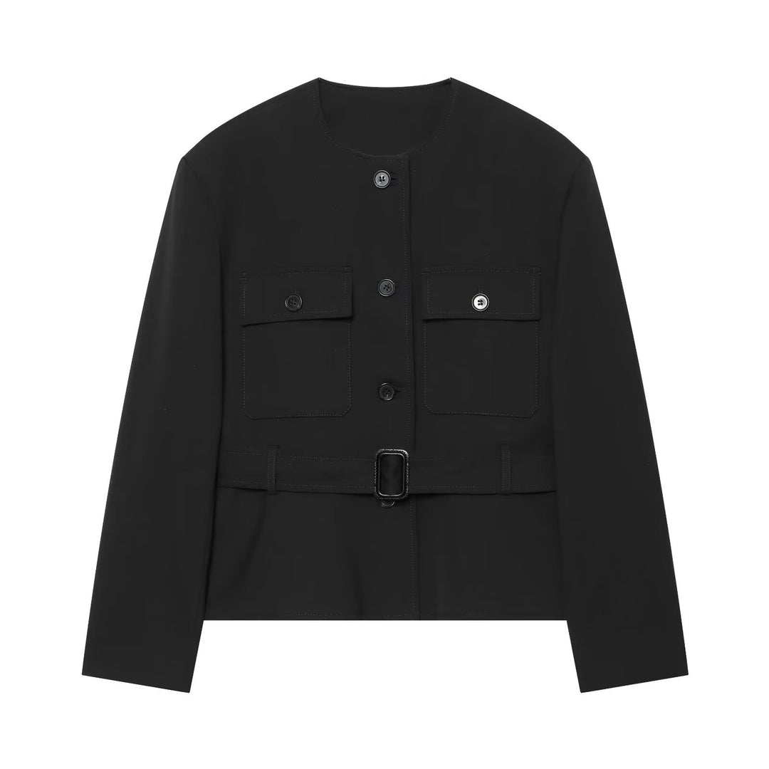 Damen Kurzblouson im Utility‑Style mit Taillengürtel, Pattentaschen und Rundhalsausschnitt Echo Archiv