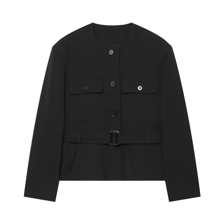 Damen Kurzblouson im Utility‑Style mit Taillengürtel, Pattentaschen und Rundhalsausschnitt Echo Archiv
