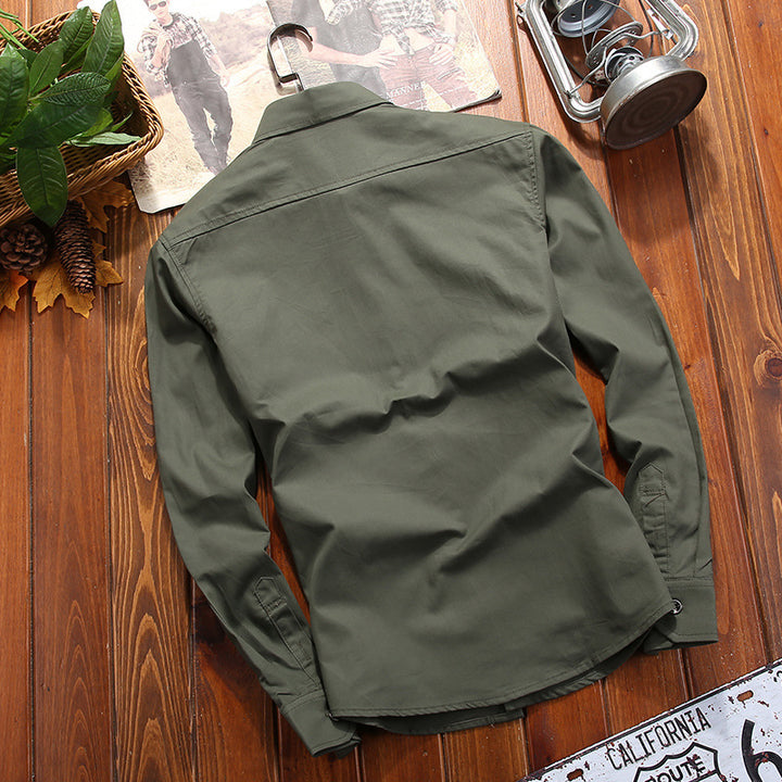 Herren Hemdjacke im Utility‑Look mit aufgesetzten Brusttaschen – Taviero