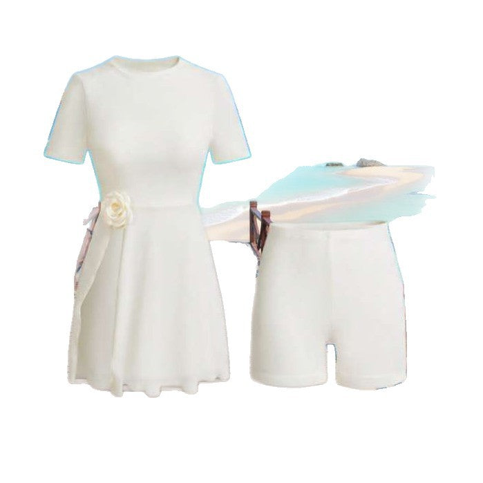 Damen elegantes Strandkleid mit dekorativem Blumenakzent Echo Archiv