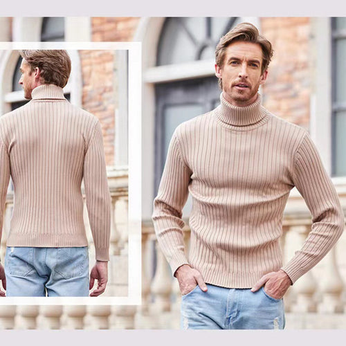 Herren nan gerippter Feinstrick-Rollkragenpullover Slim Fit Echo Archiv