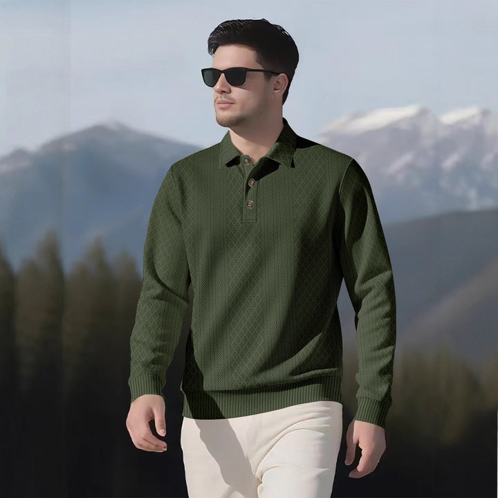 Herren modischer Langarmpullover mit Knopfleiste Echoarchiv