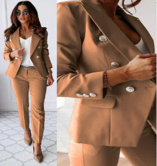 Damen Doppelreihiger taillierter Hosenanzug mit Slim-Hose – Avélisse