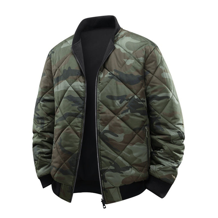 Herren Gestepptes Camouflage-Bomberjacke mit Rippbündchen und Zweiwege-Reißverschluss Echo Archiv
