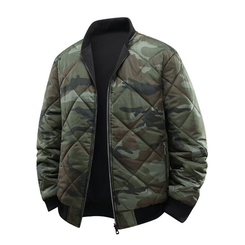 Herren Gestepptes Camouflage-Bomberjacke mit Rippbündchen und Zweiwege-Reißverschluss Echo Archiv