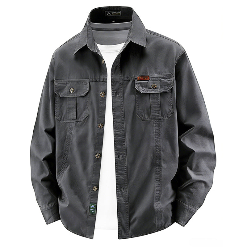 Herren  leichte Baumwolle Utility Overshirt mit Klappbrusttaschen Echo Archiv