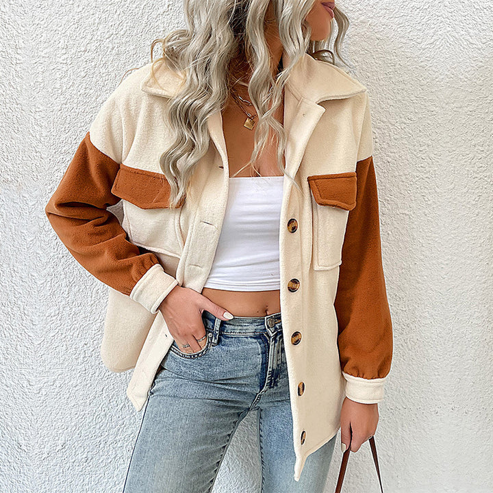 Damen Modische Fleecejacke mit Taschen und Knopfdetails Echo Archiv