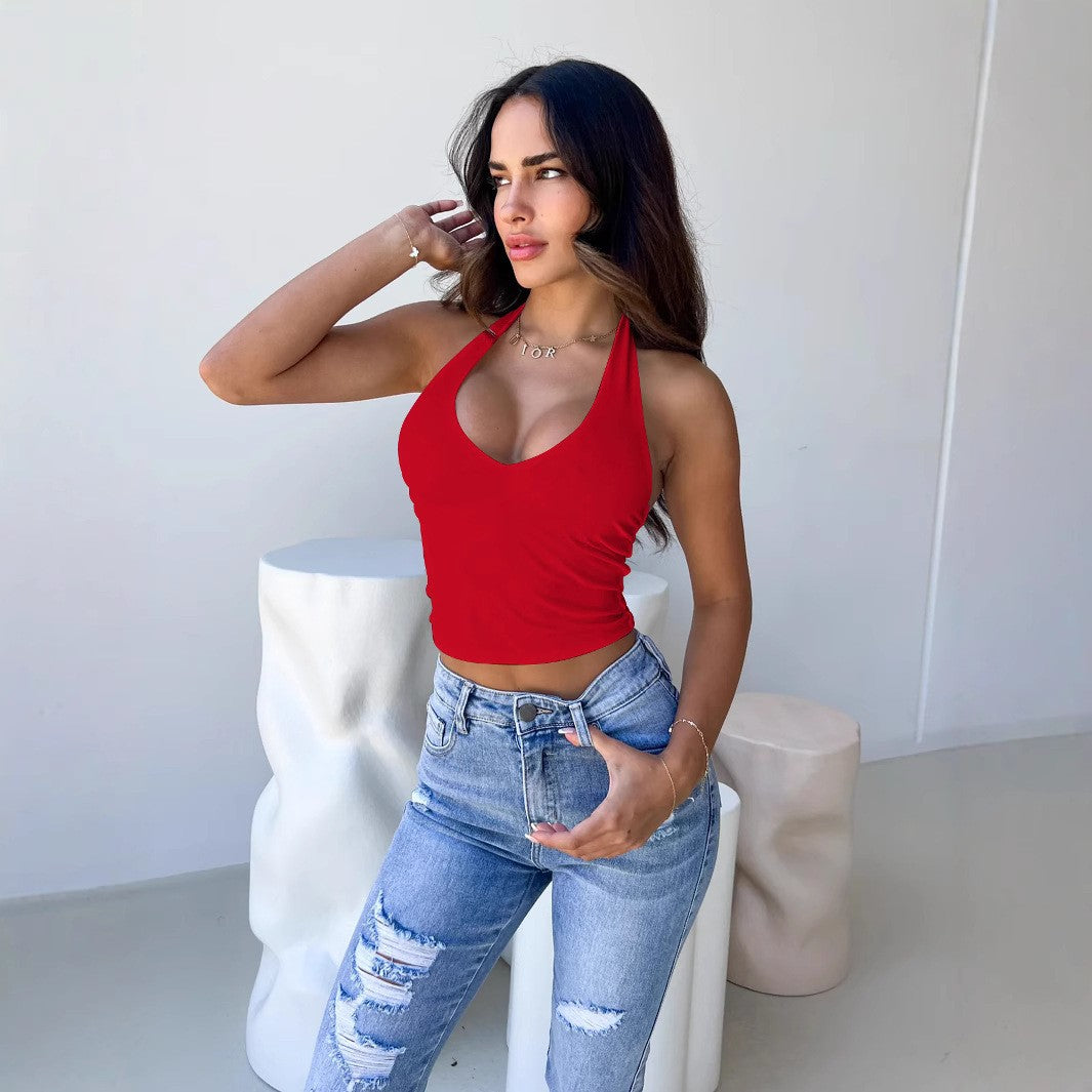 Damen Crop-Top mit tiefem V-Ausschnitt und modernem Halterdesign Echo Archiv
