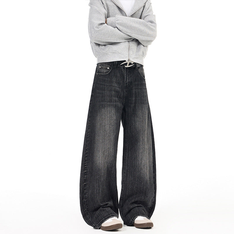 Herren Weite Vintage-inspirierte Denim‑Palazzohose mit verlängerter Saumlage und soften Bleach‑Effekten Echo Archiv