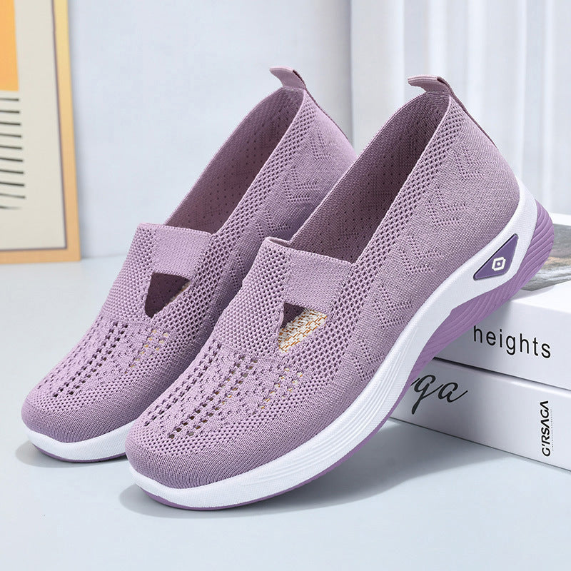 Damen nan leichte atmungsaktive Slip-On Sneaker mit elastischem Strickoberteil und orthopädischer Komfortsohle Echo Archiv
