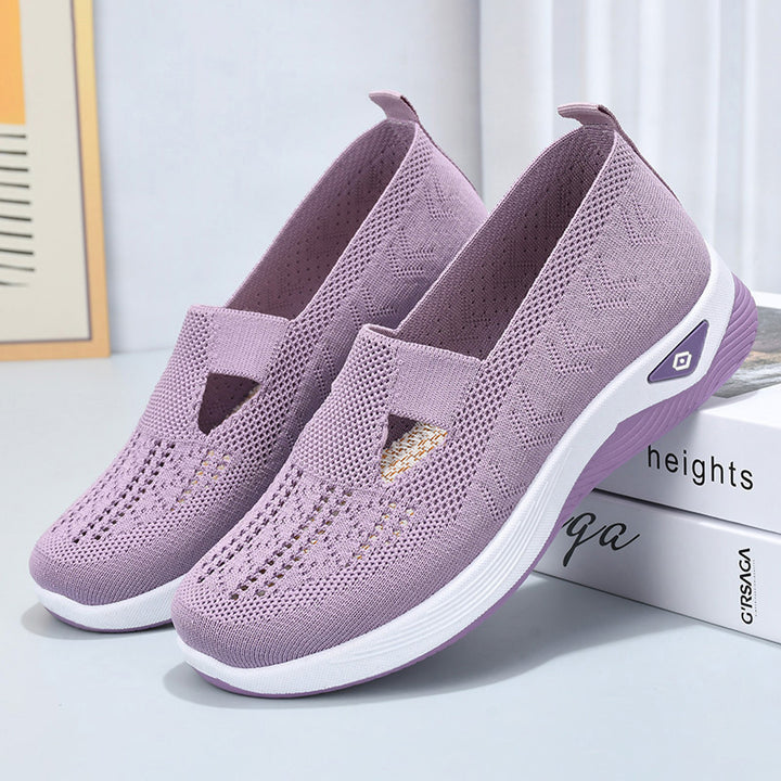 Damen nan leichte atmungsaktive Slip-On Sneaker mit elastischem Strickoberteil und orthopädischer Komfortsohle Echo Archiv