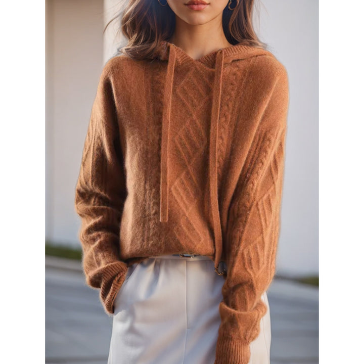 Damen nan kuscheliger Kapuzenpullover aus Kaschmirmischung mit Zopfmuster und Oversize-Schnitt Echo Archiv