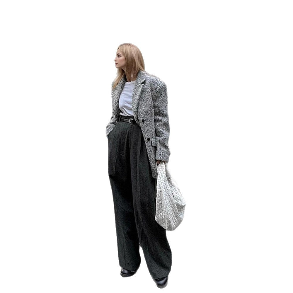 Damen Oversize Wollmix-Blazer im Bouclé-Look mit kastiger Silhouette Echoarchiv
