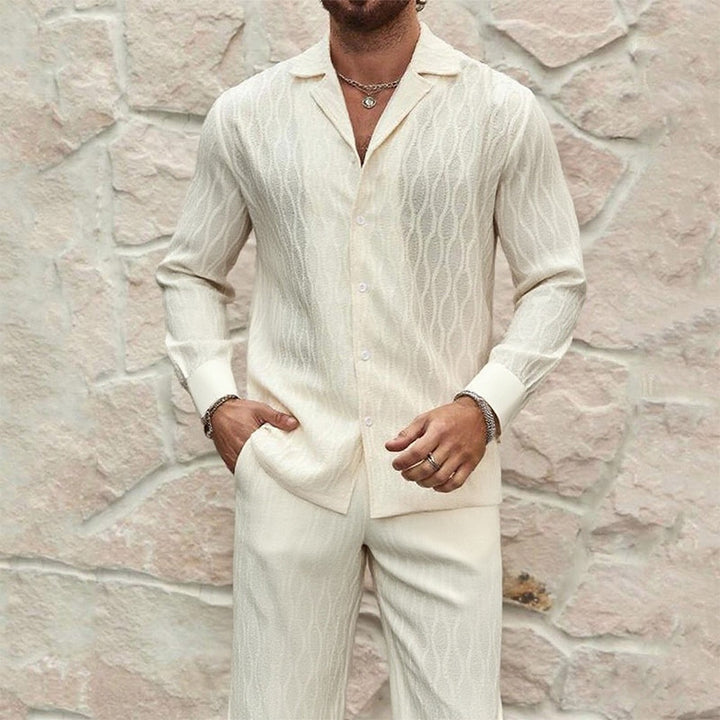 Herren eleganter Set mit feinem Strukturmuster und komfortablem Schnitt Echoarchiv