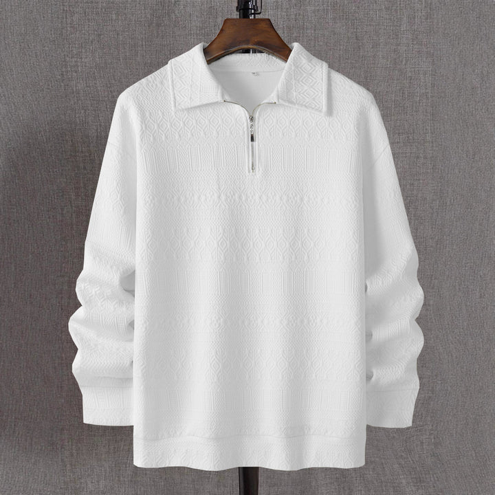 Herren Strickpullover mit Reißverschluss und strukturierter Oberfläche Echoarchiv