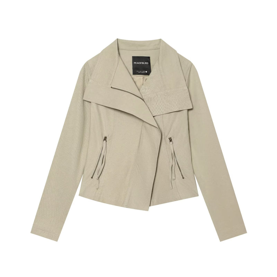 Damen Asymmetrische Bikerjacke mit Wasserfallkragen und diagonalem Reißverschluss Echo Archiv