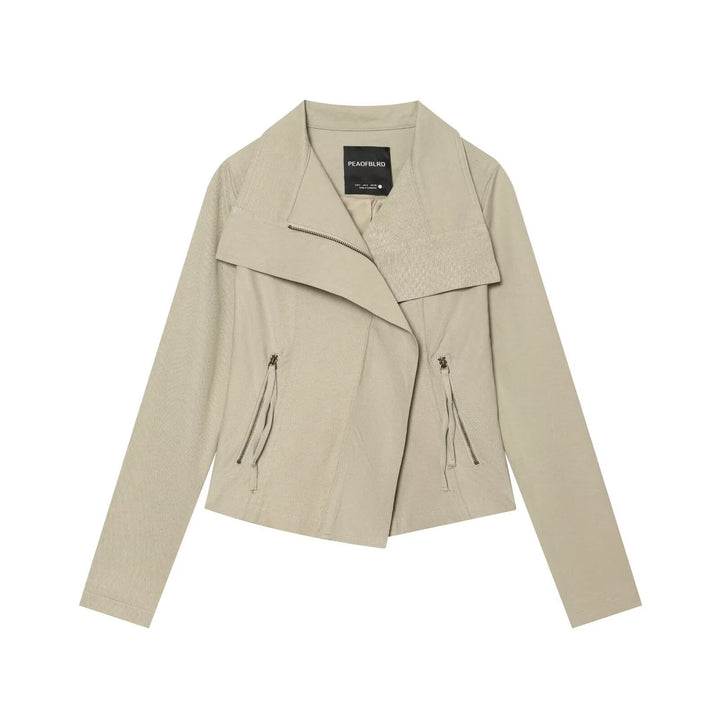 Damen Asymmetrische Bikerjacke mit Wasserfallkragen und diagonalem Reißverschluss Echo Archiv