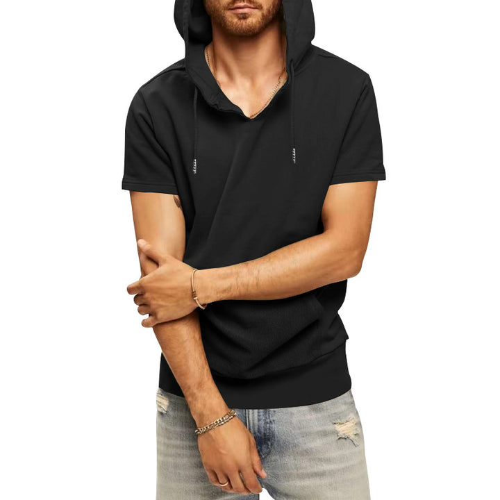 Herren lässiges Kurzarm-Hoodie mit praktischer Kängurutasche Echoarchiv