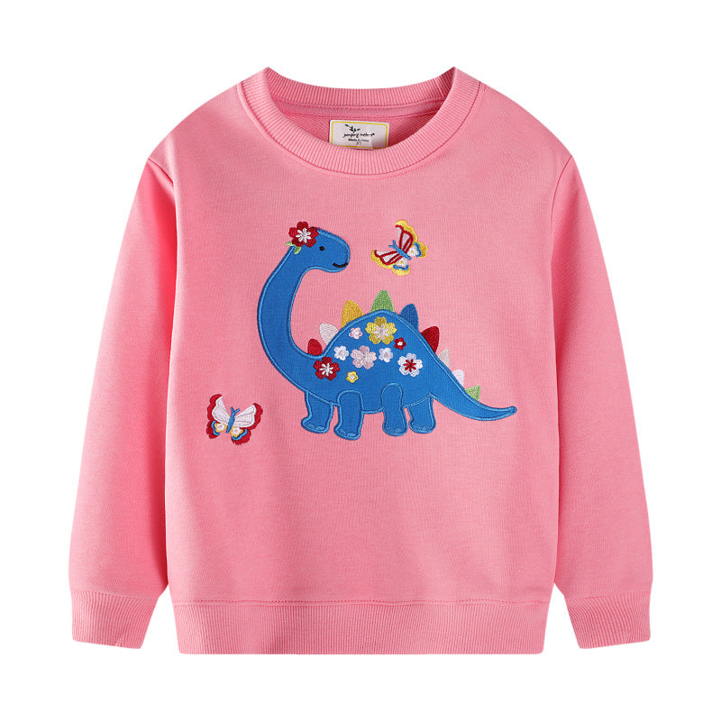 Mädchen Sweatshirt mit buntem Dinosaurier- und Blumenapplikationen Echo Archiv