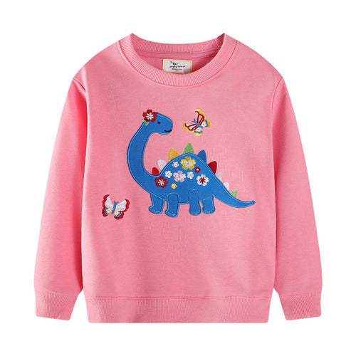 Mädchen Sweatshirt mit buntem Dinosaurier- und Blumenapplikationen Echo Archiv