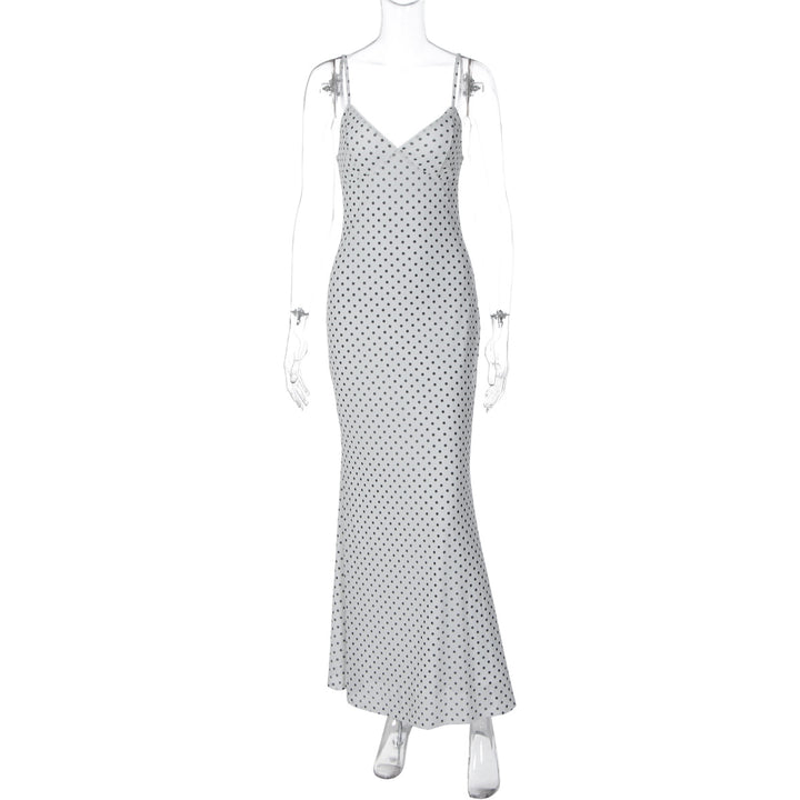 Damen Elegantes Maxikleid mit zartem Punktedesign und Spaghetti-Trägern Echo Archiv