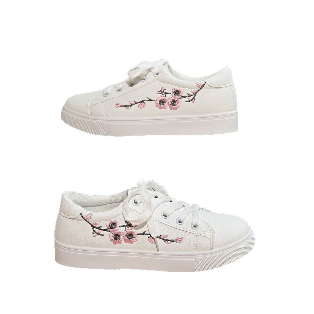 Damen Plateausneaker mit floraler Stickerei und gepolstertem Komfortfußbett – Névara
