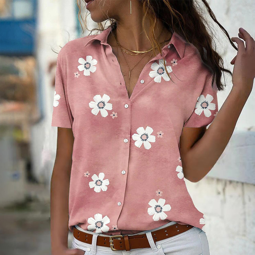 Damen Bluse mit Blumenmuster, Hemdkragen und lockerer Passform Echoarchiv