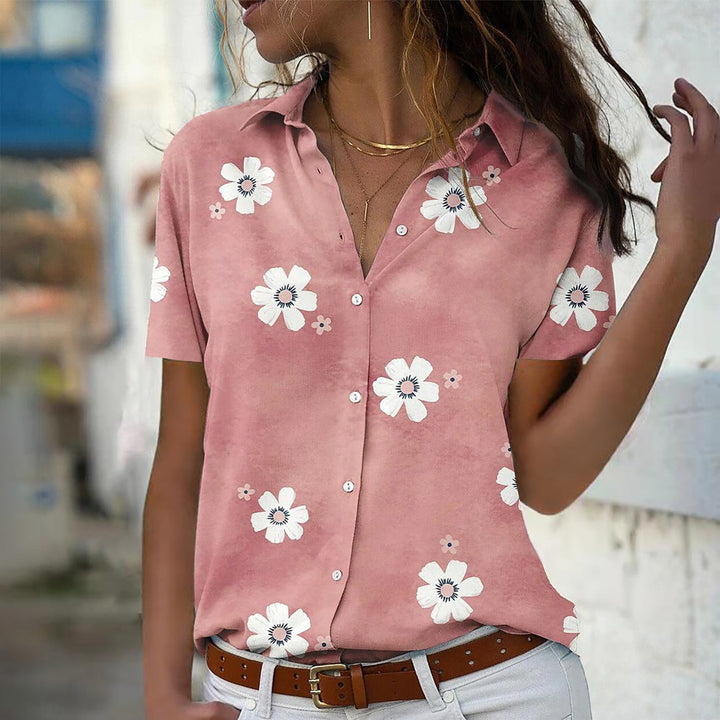 Damen Bluse mit Blumenmuster, Hemdkragen und lockerer Passform Echoarchiv