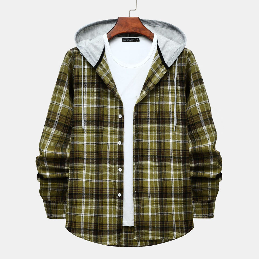 Herren Hemdjacke mit Kapuze im klassischen Karomuster Echoarchiv