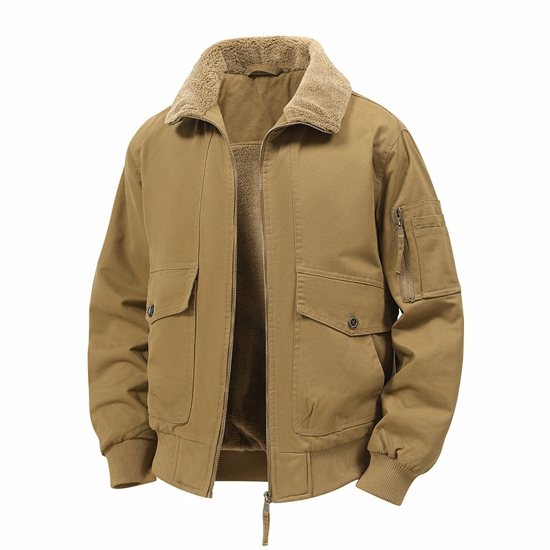 Herren Wattierte Bomberjacke mit Teddyfutter, Utility-Ärmeltasche & Pattentaschen Echoarchiv