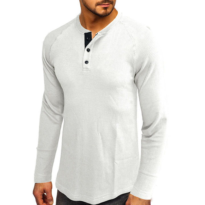 Herren Langarm-Henley Shirt mit strukturiertem Design Echoarchiv