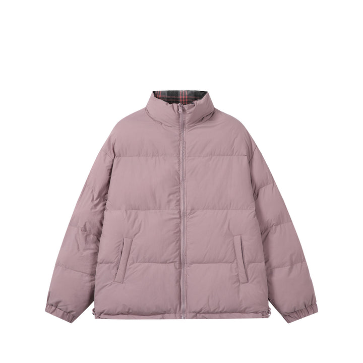Unisex Boxy-Kurzparka mit gesteppter Isolierung, Tunnelzugsaum und kariert gefüttertem Kragen Echoarchiv