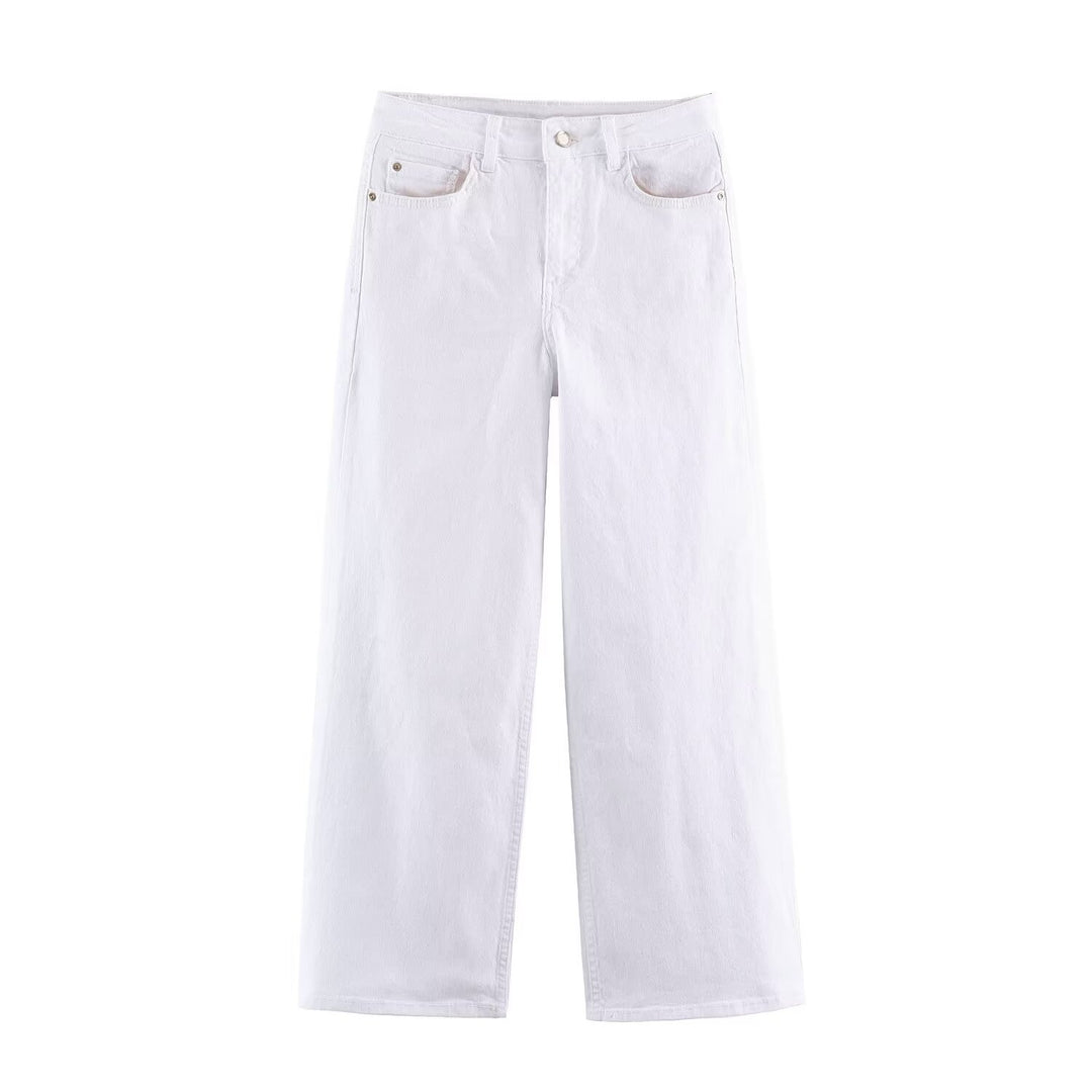 Damen Hochtaillierte Cropped Jeans mit weitem Bein und Fünf‑Taschen‑Schnitt Echo Archiv