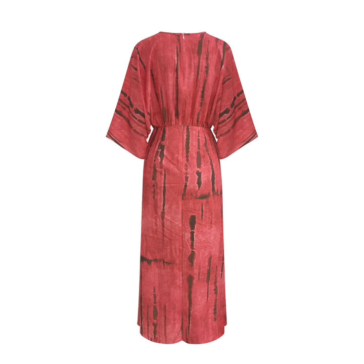 Damen Fließendes Maxikleid mit V‑Ausschnitt, Wickeloptik und dekorativem Taillenband – Valéora