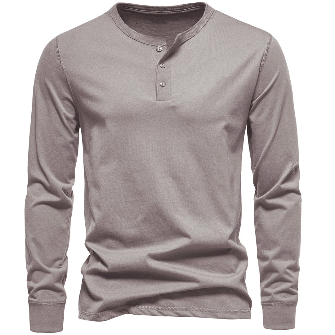Herren Langärmliges Henley‑Shirt aus Baumwollmix mit dreifacher Knopfleiste und schmaler Silhouette Echo Archiv