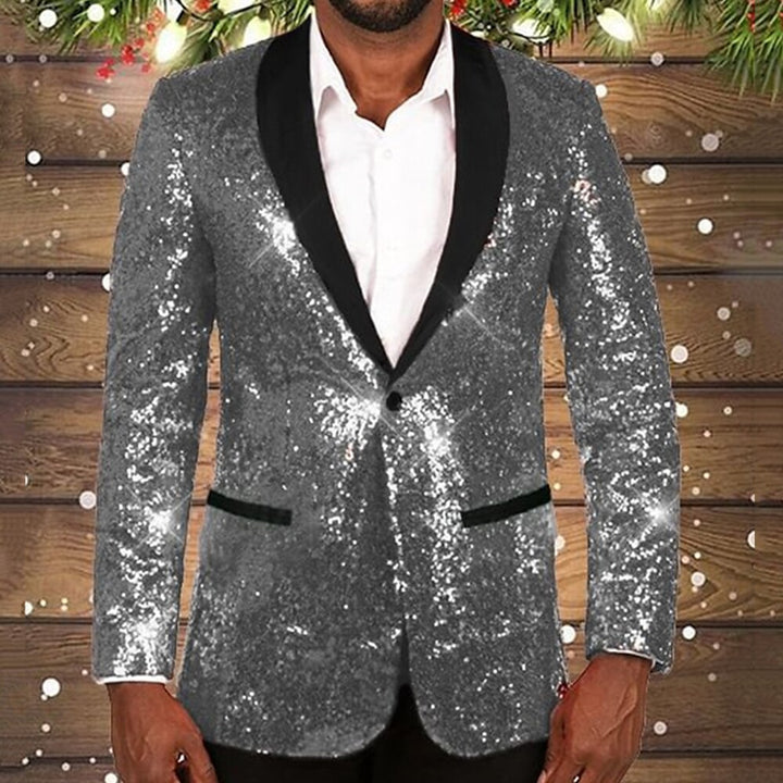 Herren glamouröser Paillettenblazer mit kontrastierendem Revers Echoarchiv