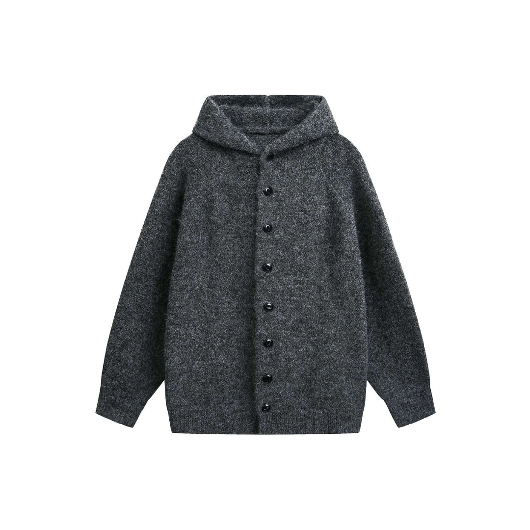 Damen Wollmix‑Cape‑Cardigan mit Kapuze, Knopfleiste und Raglanärmeln Echoarchiv