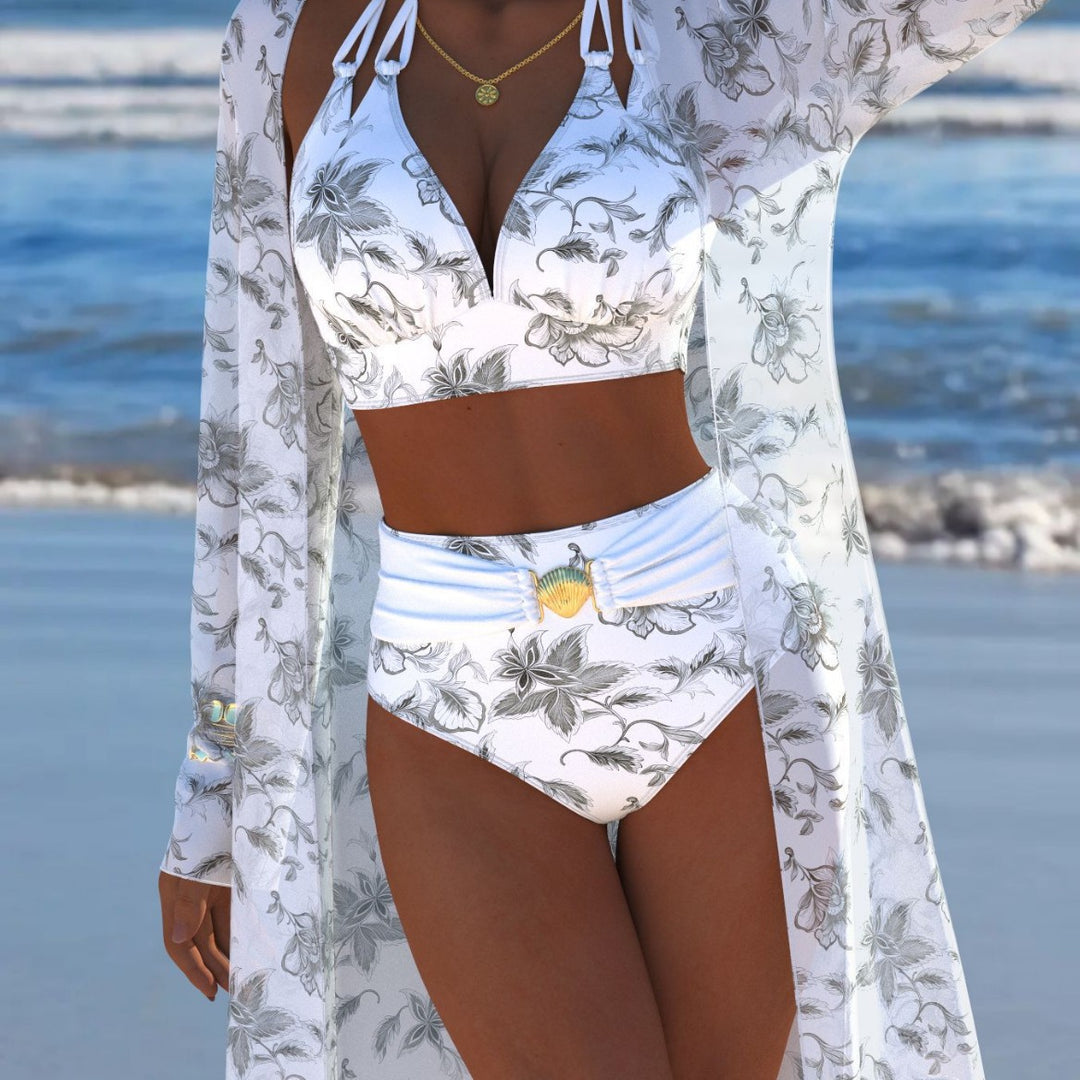 Damen Bikini-Set mit kreativem geometrischen Design und hohem Bund Echo Archiv