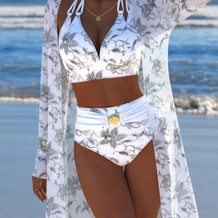 Damen Bikini-Set mit kreativem geometrischen Design und hohem Bund Echo Archiv