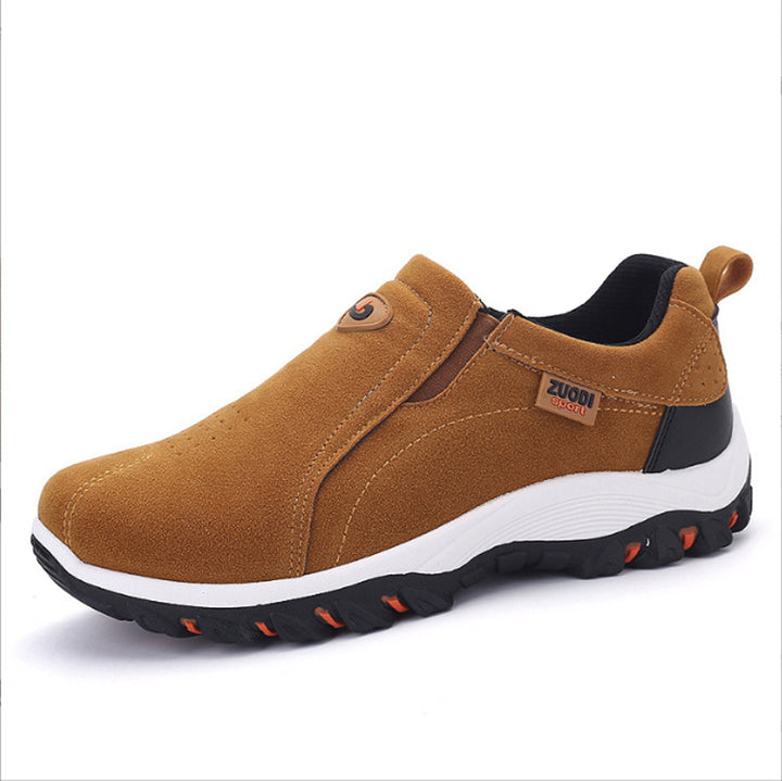 Herren robuste Slip-On-Sneaker aus Velourslederoptik mit elastischen Einsätzen und profilierter Gummilaufsohle – Norré