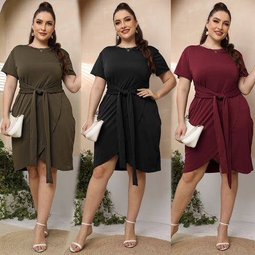 Damen stylisches Wickelkleid mit Taillengürtel Echo Archiv