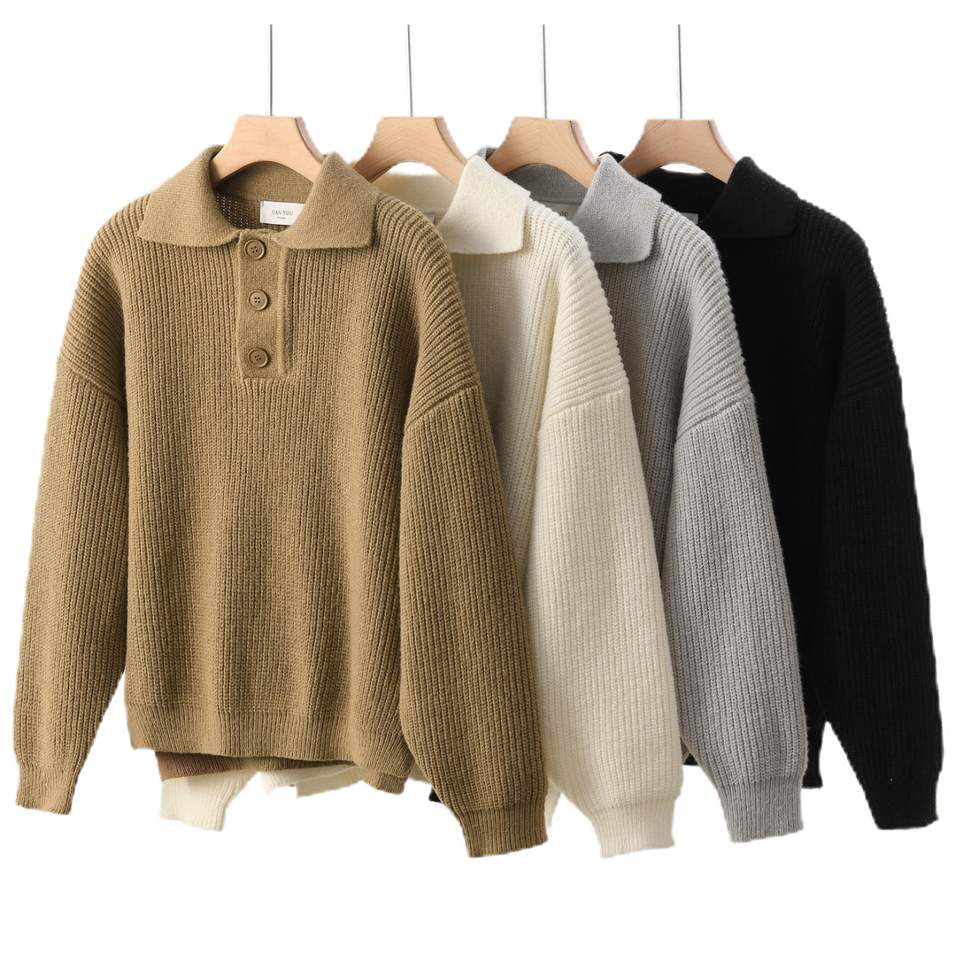Damen Bequemer Strickpullover mit Knopfdetails Echo Archiv