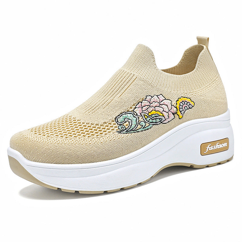 Damen Sportliche Stretch-Sneaker mit floraler Applikation und dämpfender Sohle Echo Archiv