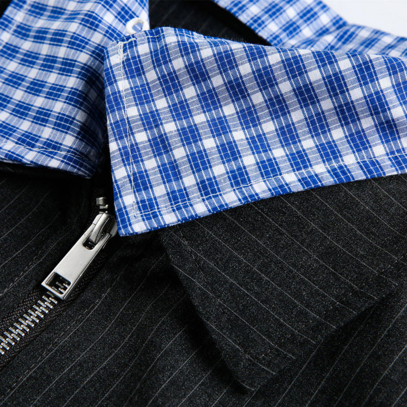 Herren Boxy-Übergangsjacke mit Nadelstreifen und kontrastierendem Hemdkragen Echo Archiv
