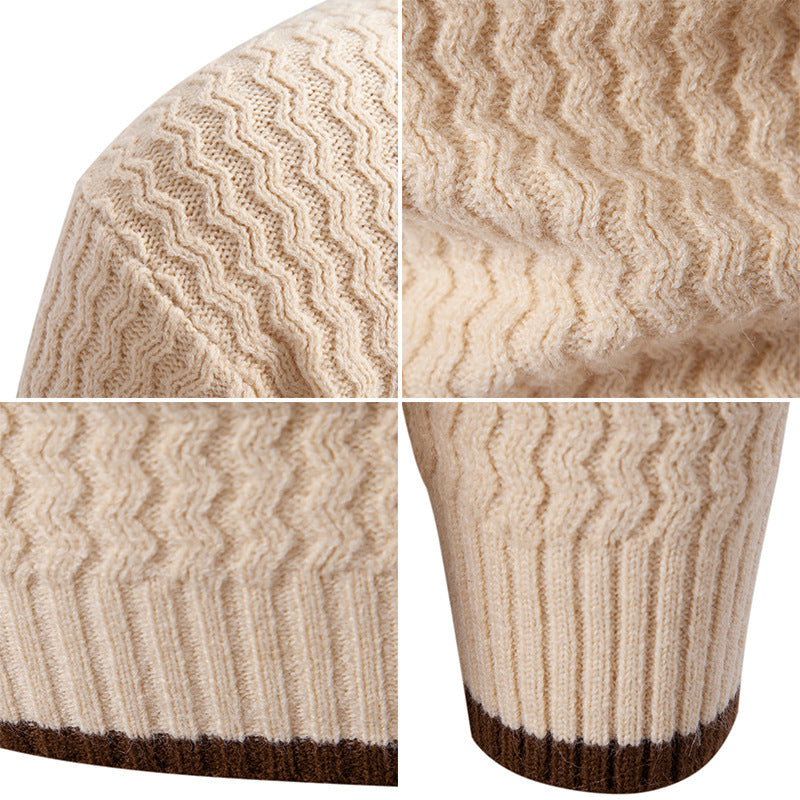 Herren Strickpullover mit hohem Kragen und strukturiertem Zopfmuster Echoarchiv