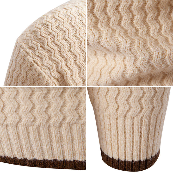Herren Strickpullover mit hohem Kragen und strukturiertem Zopfmuster Echoarchiv