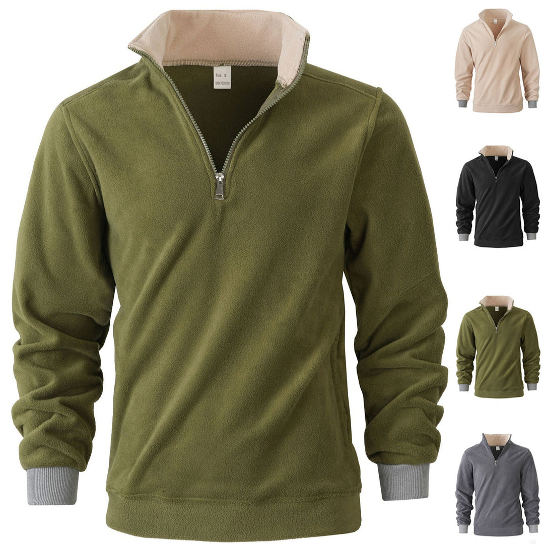 Herren Fleece Pullover mit halbem Reißverschluss und elastischen Bündchen Echoarchiv