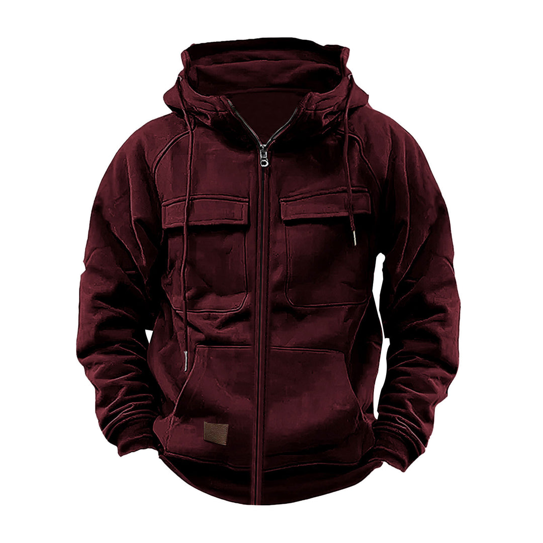 Herren multifunktionale Kapuzenjacke mit Reißverschluss und großzügigen Taschen Echoarchiv